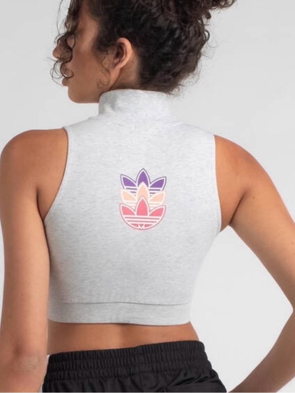 Adidas Originals Tank Top Logo Play Cropped Light Gray Heather Size Small - Picture 2 of 7